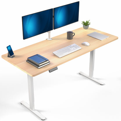 71 x 30 inch dual motor electric desk featuring memory controller height adjustment with memory settings