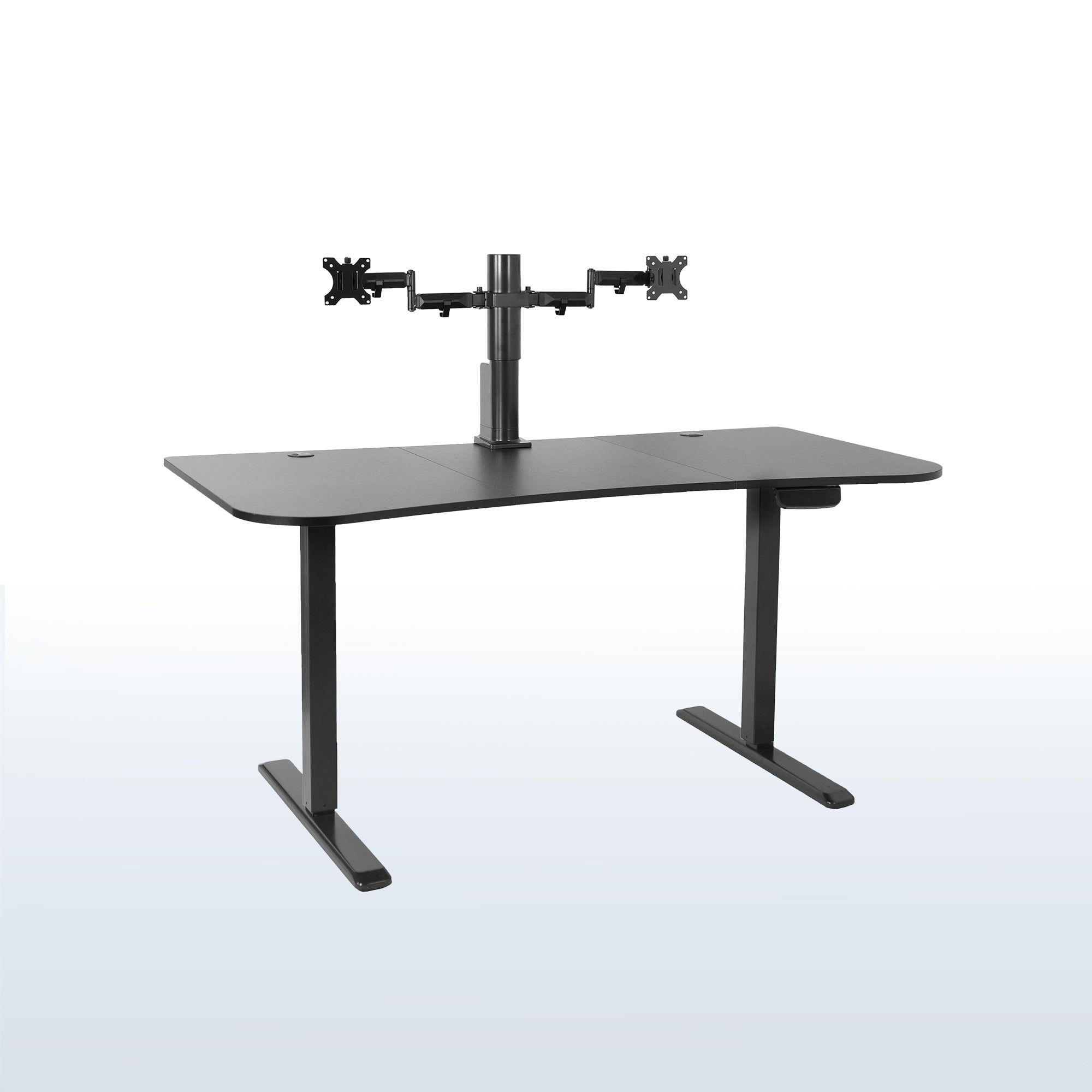 Large smooth curved built-in dual monitor mount desk from VIVO!