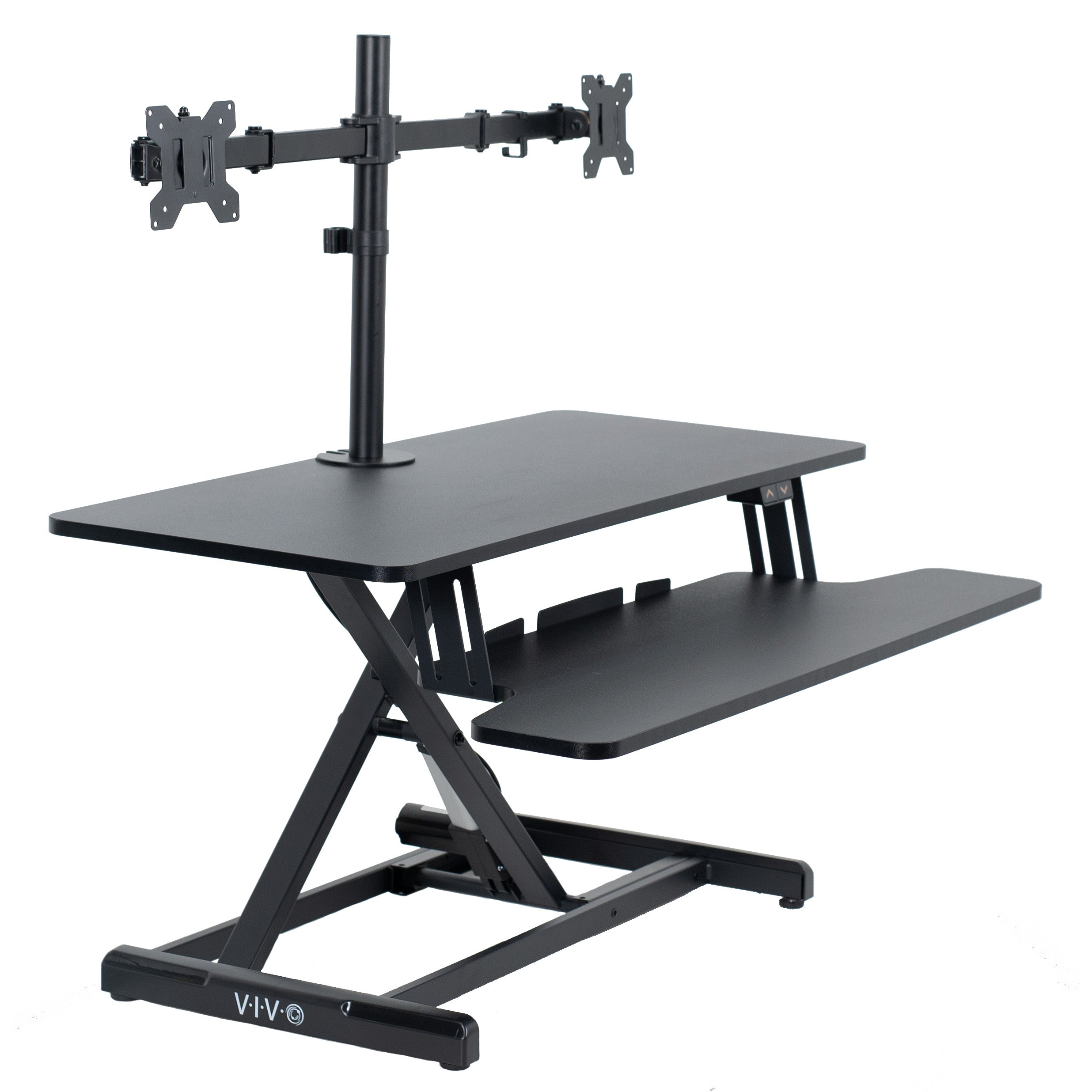 Electric Standing Desk Conver with Dual Monitor Mount