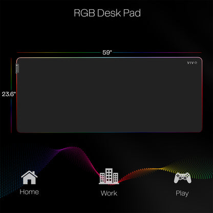 Large 60 x 24 inch Full Size Desk Pad with RGB Lighting for Office Ambience and Immersive Gaming, Oversized Mouse Pad Table Top Cover, 12 Color Modes, Non-slip Base