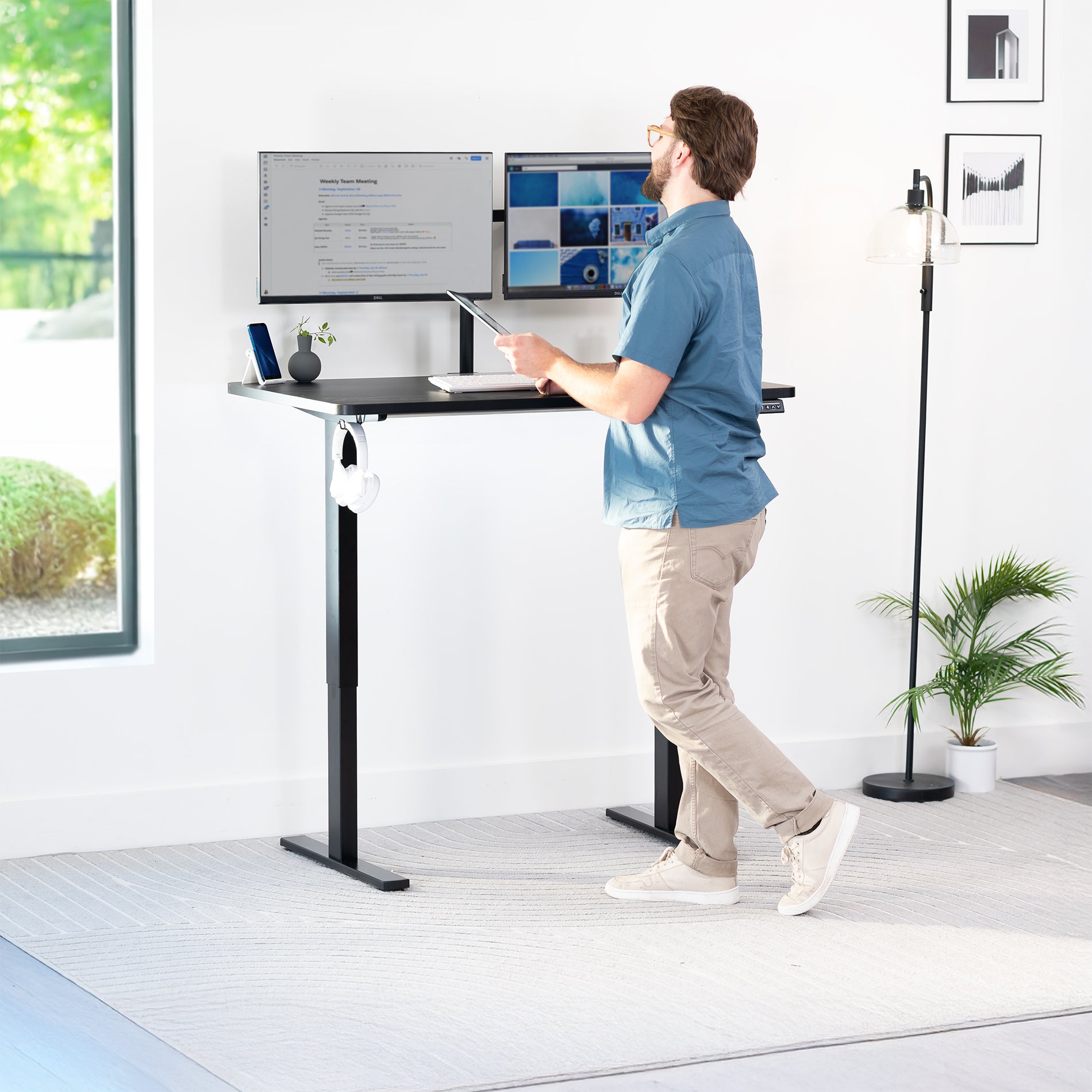 Sturdy desk tabletop for sit or stand electric or manual desk frames.