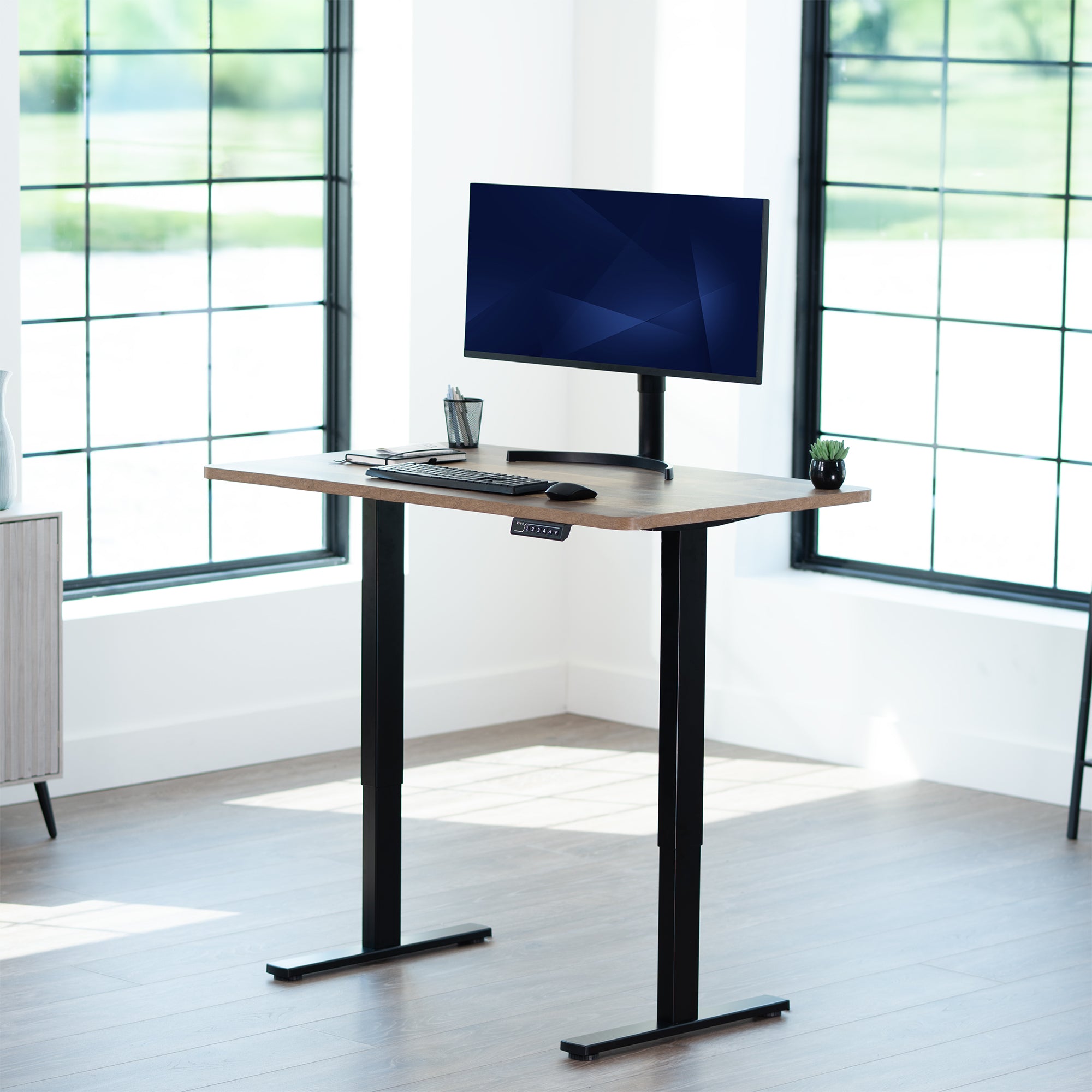 Sturdy desk tabletop for sit or stand electric or manual desk frames.