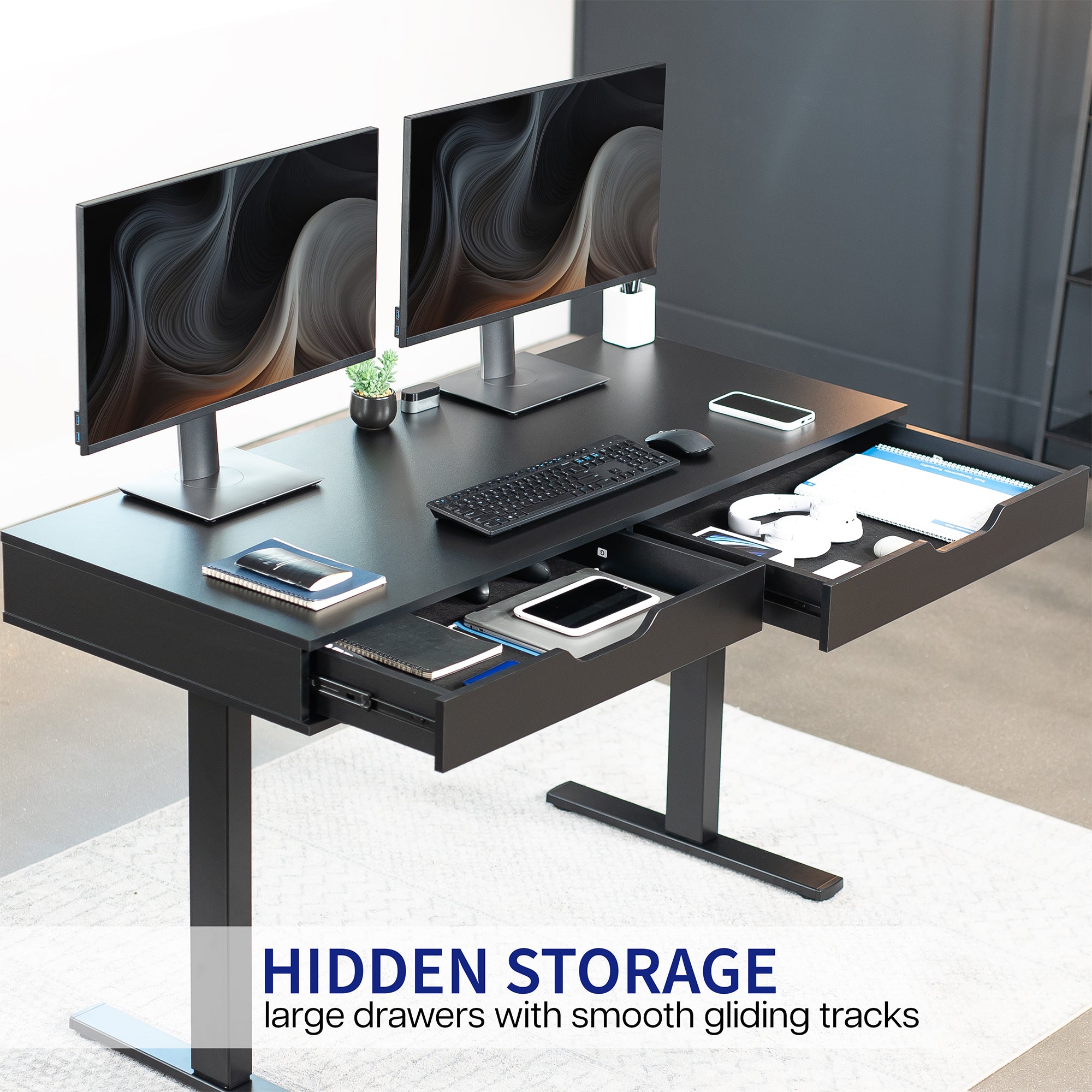 55" x 24" Table Top with Storage & Built-in Power Strip