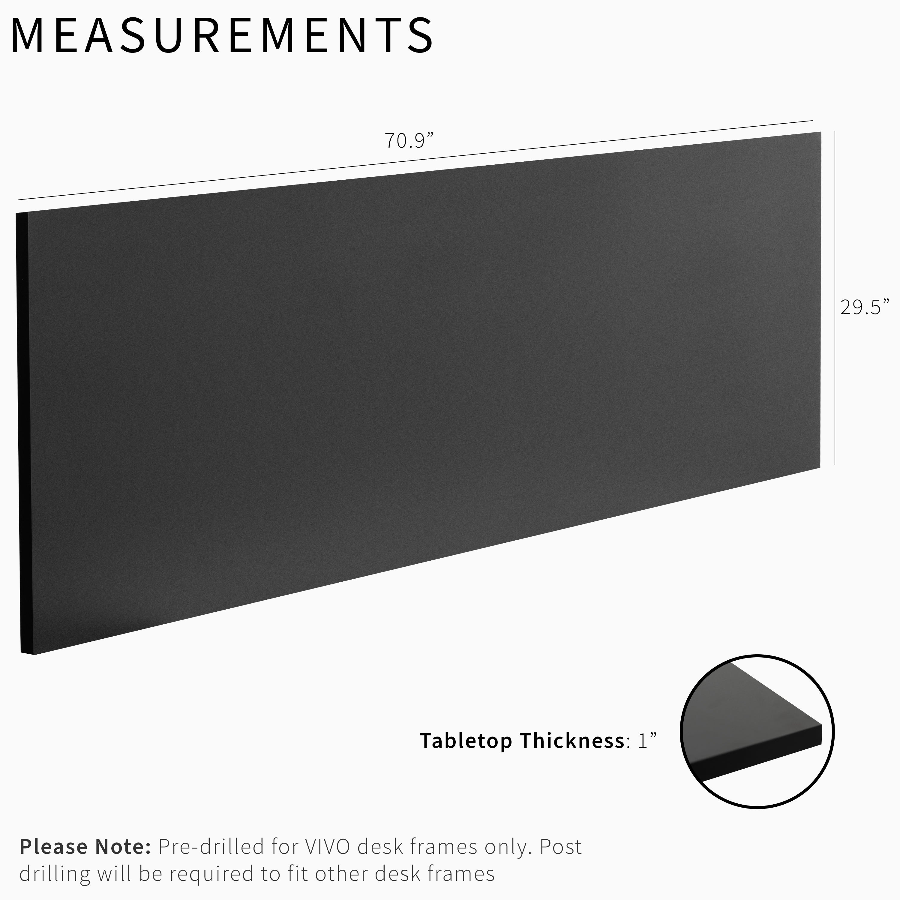 71 x 30 inch Universal Solid Square Corner Table Top for Standard and Sit to Stand Height Adjustable Home and Office Desk Frames