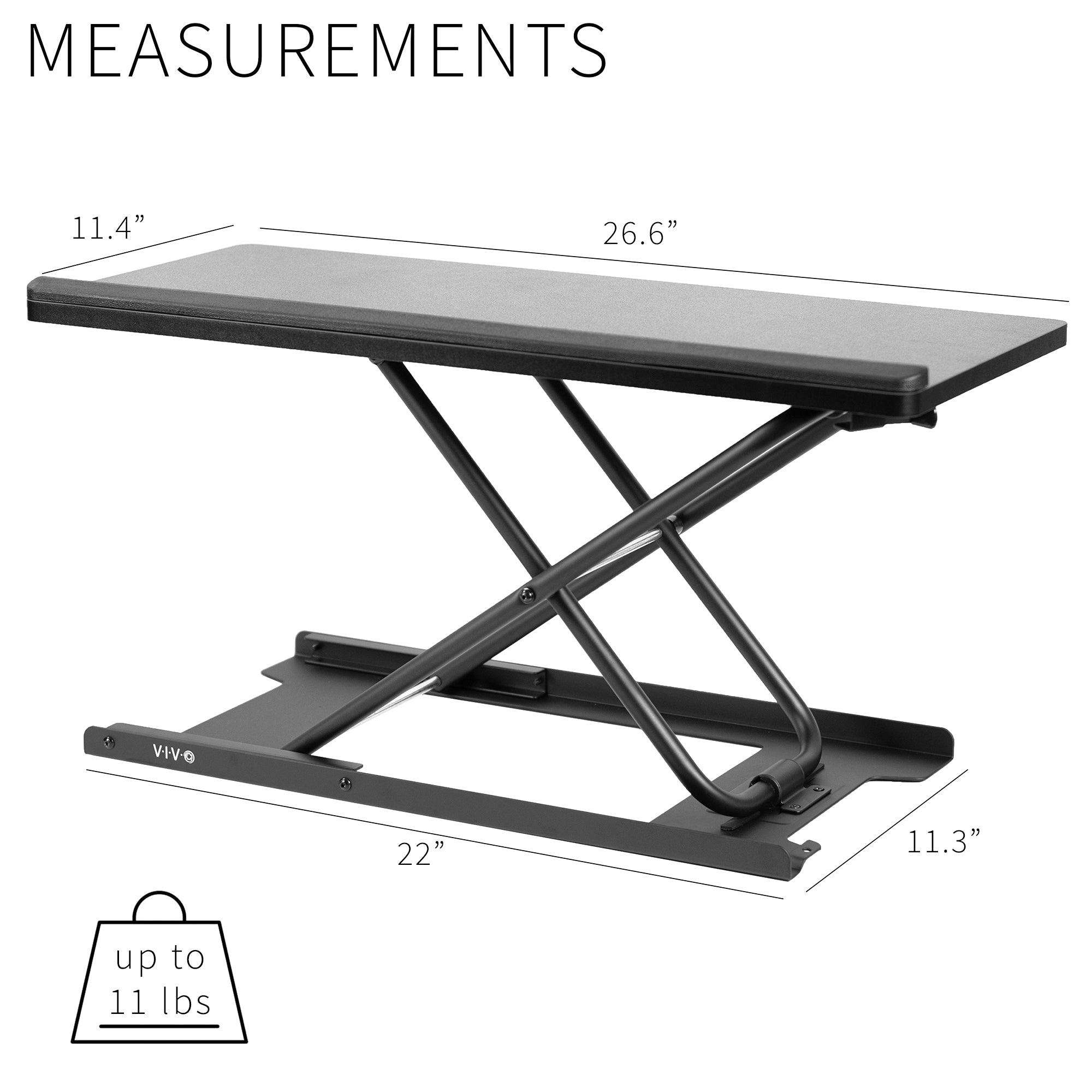 Extend your keyboard up to thirteen inches high from your desktop.