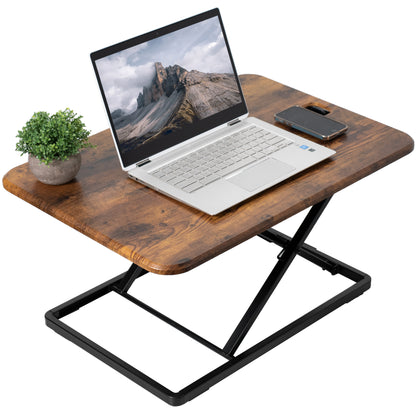 Ergonomic height adjustable rustic desk converter monitor riser.