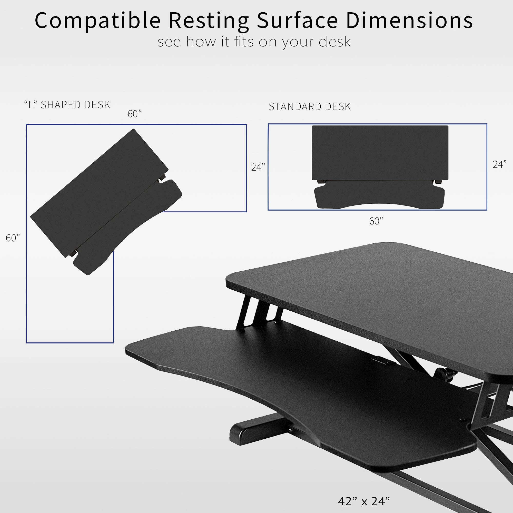 Sturdy height adjustable 2-tiered desk riser for ergonomic office workstation.