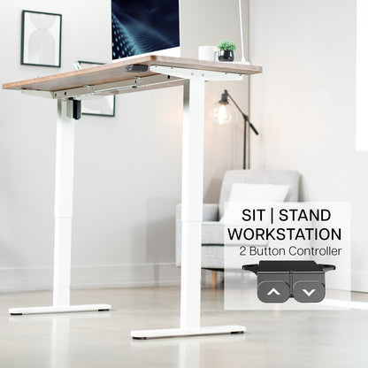 Sturdy ergonomic sit or stand desk frame for active workstation with adjustable height and 2 button controller.