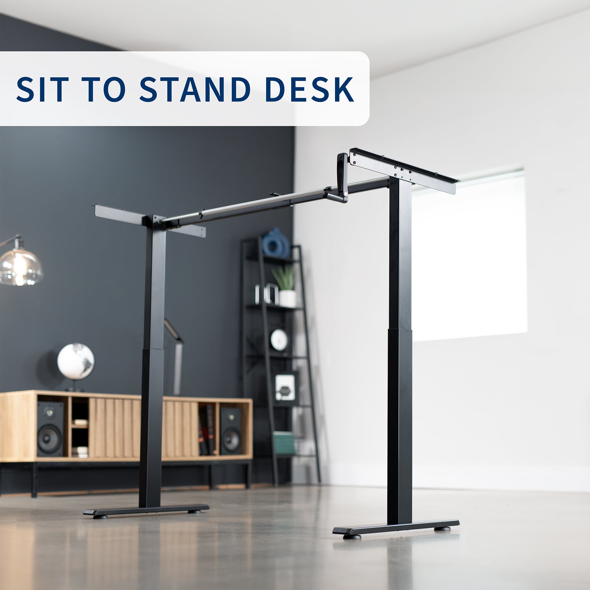 Manual Height Adjustable Stand Up Desk Frame Crank Ergonomic System