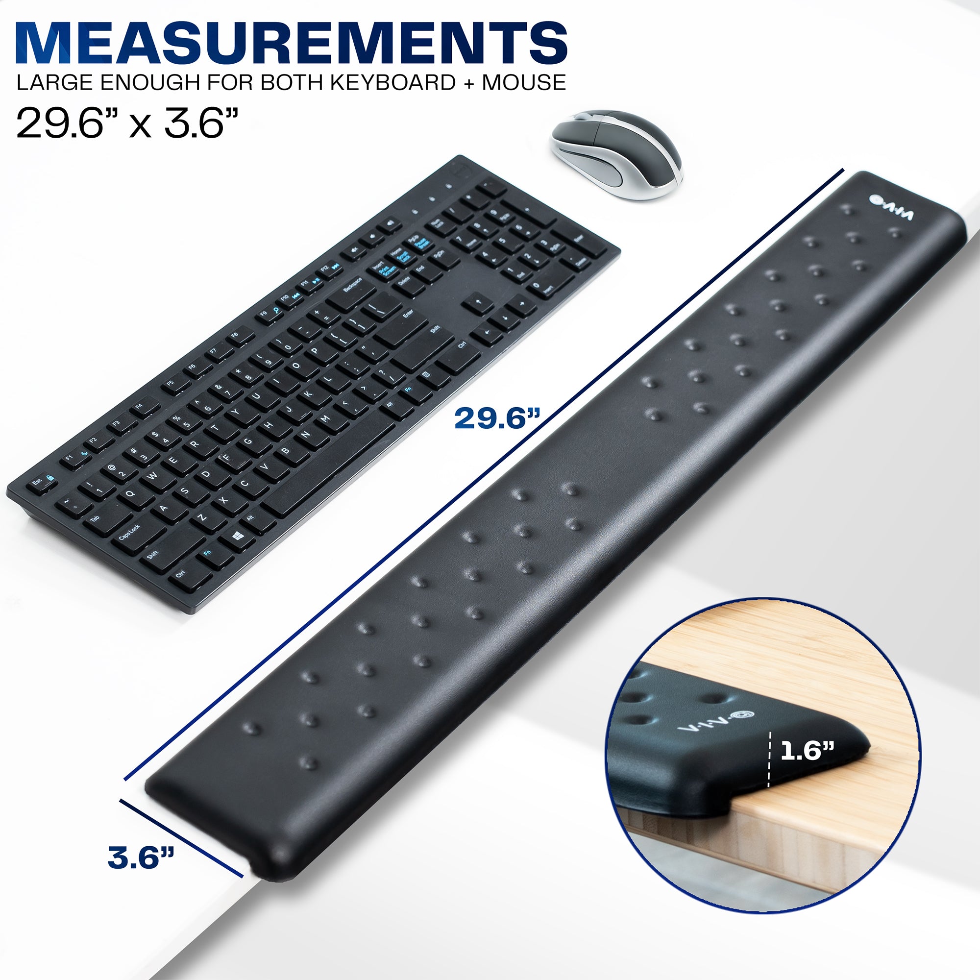 30" Wrist Pad with measurements on a white background