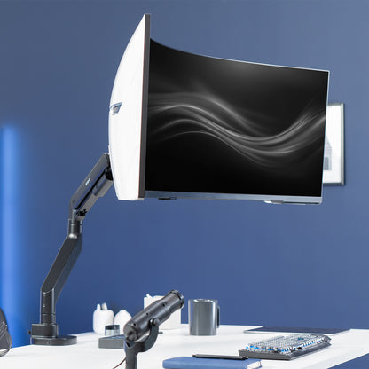 Pneumatic Arm Single Ultrawide Monitor Desk Mount - Up to 57" Screens