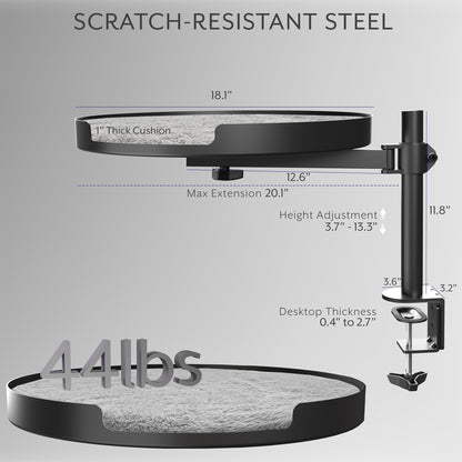 Clamp-on cat bed gives your kitty a comfortable place to rest off of the desk surface.