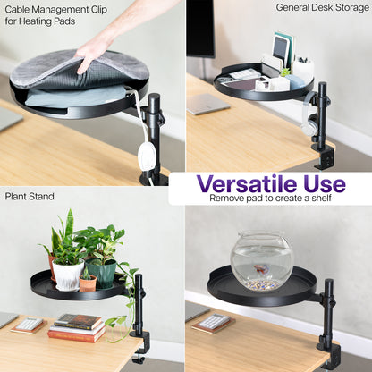 Clamp-on cat bed has other uses as a plant stand, desk storage organizer, shelf, and more.