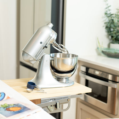 Kitchen appliance lifting brackets for compatible cabinets to save space and allow convenient access and storage for your appliances. (shelf/platform surface not included)