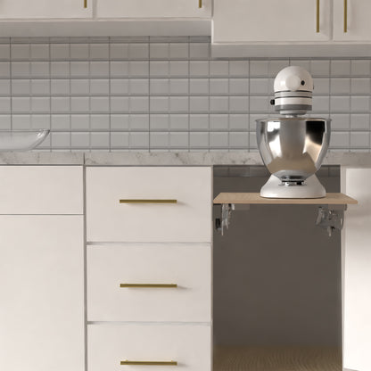 Kitchen appliance lifting brackets for compatible cabinets to save space and allow convenient access and storage for your appliances. (shelf/platform surface not included)