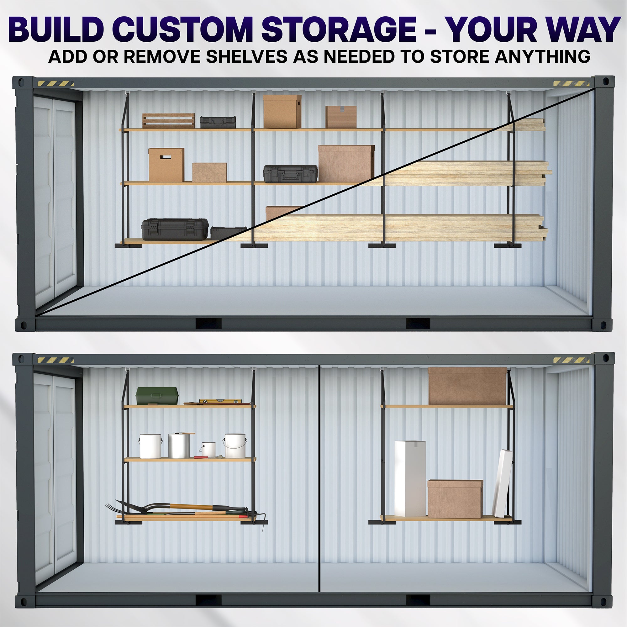 Life Finds by VIVO 3 Tier Shipping Container Shelving Brackets (x4)