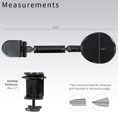 Ergonomic adjustable rotating clamp-on armrest for extra arm support while working.