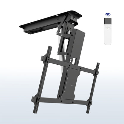 Electric Motorized Flip Down Pitched Roof Ceiling TV Mount with remote control.