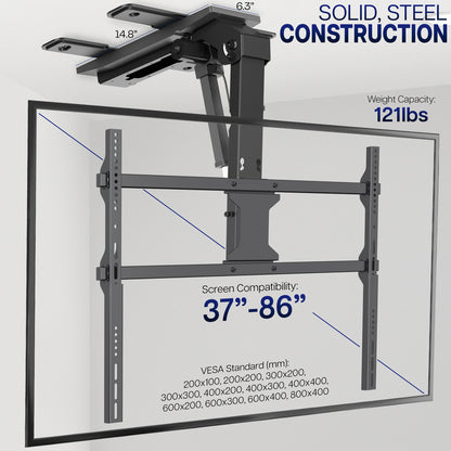 Ceiling TV mount with screen compatibility and VESA standard