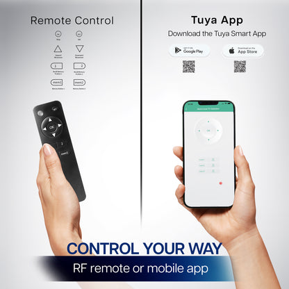 Remote control and smart phone control for tv mount