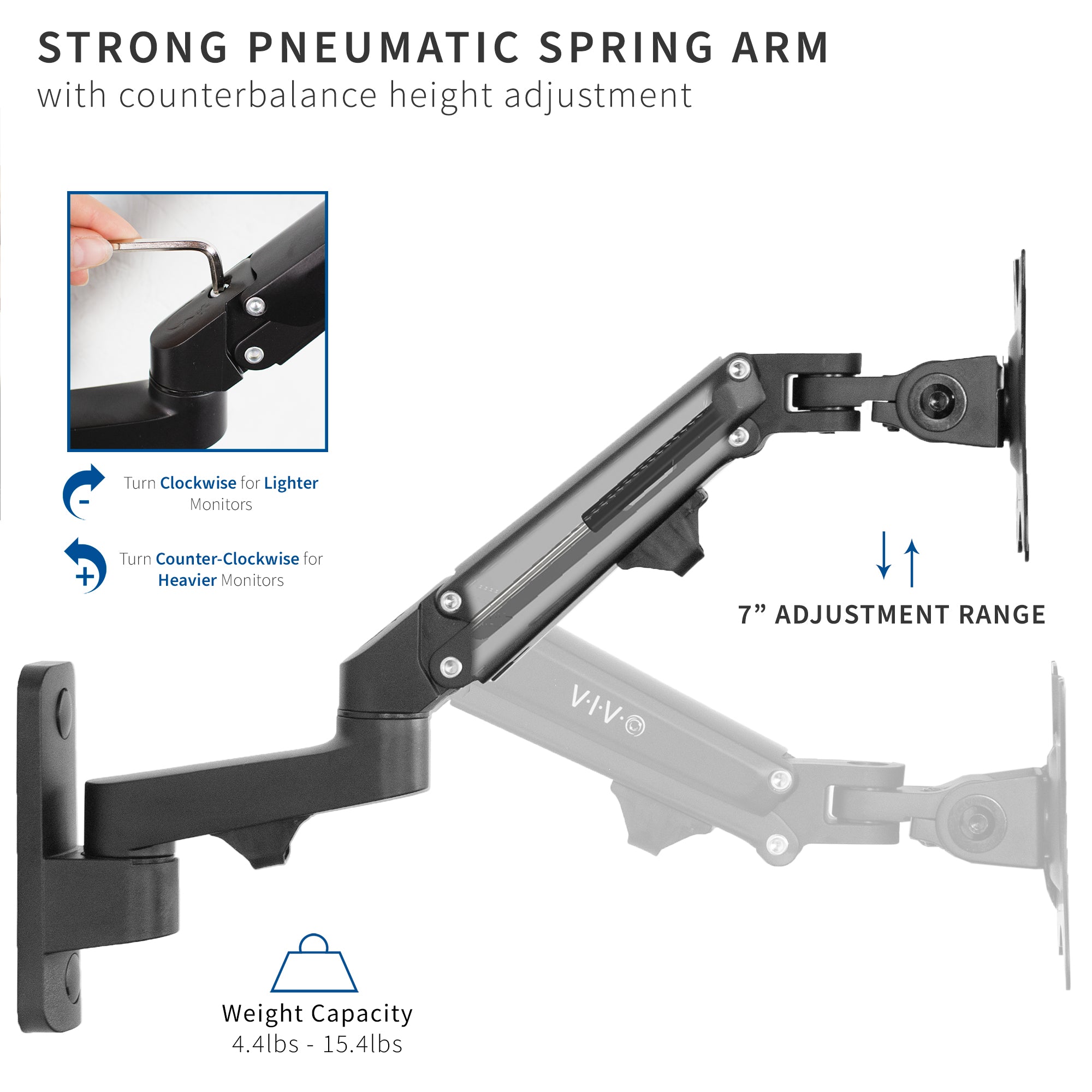 Monitor wall mount from VIVO to free up desk space while keeping your screen at an elevated ergonomic angle.