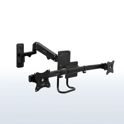 Dual Monitor Pneumatic Wall Mount for ergonomic viewing angles.