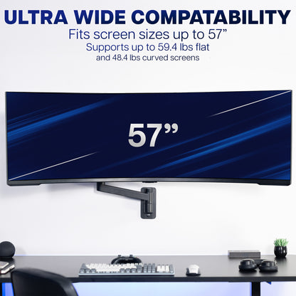 Single Ultrawide Monitor Wall Mount - Up to 57" Screens