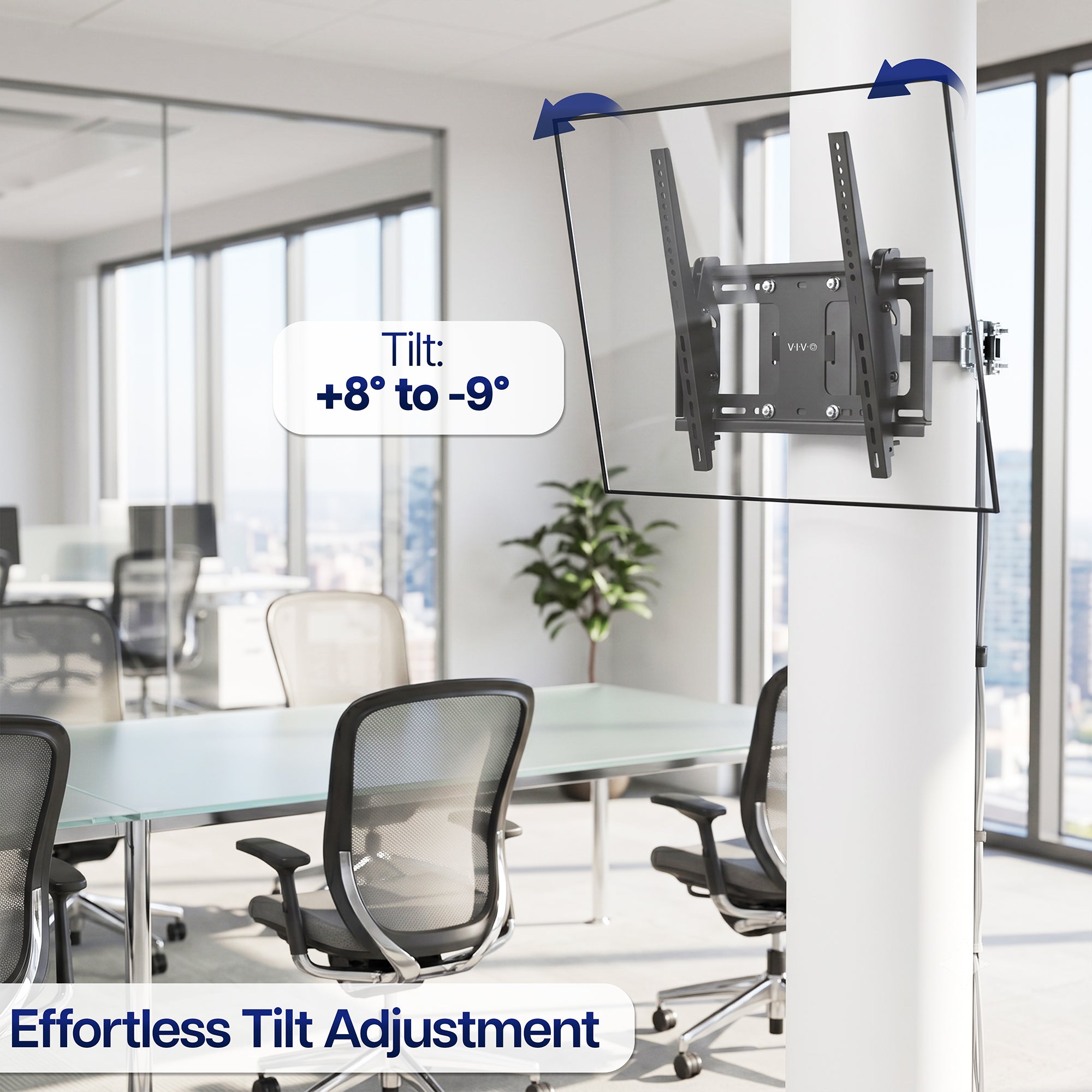 Adjustable column TV mount with full motion tilt, swivel, and extension for customized viewing angles