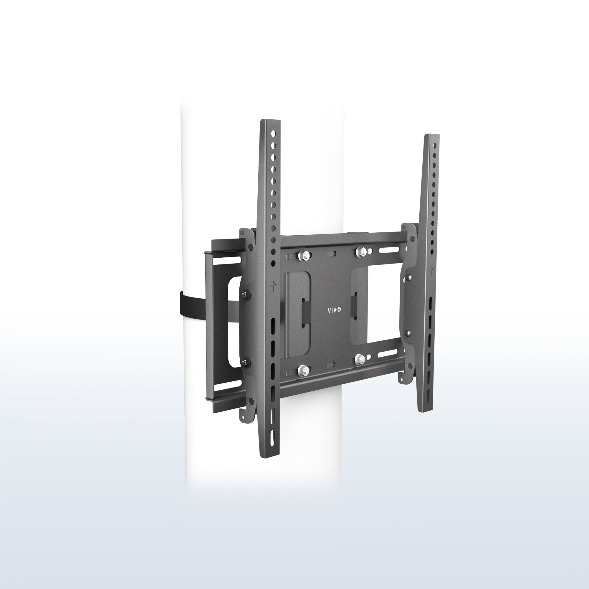 Strap-on full motion column TV mount for 40-inch to 86-inch screens on round and square pillars