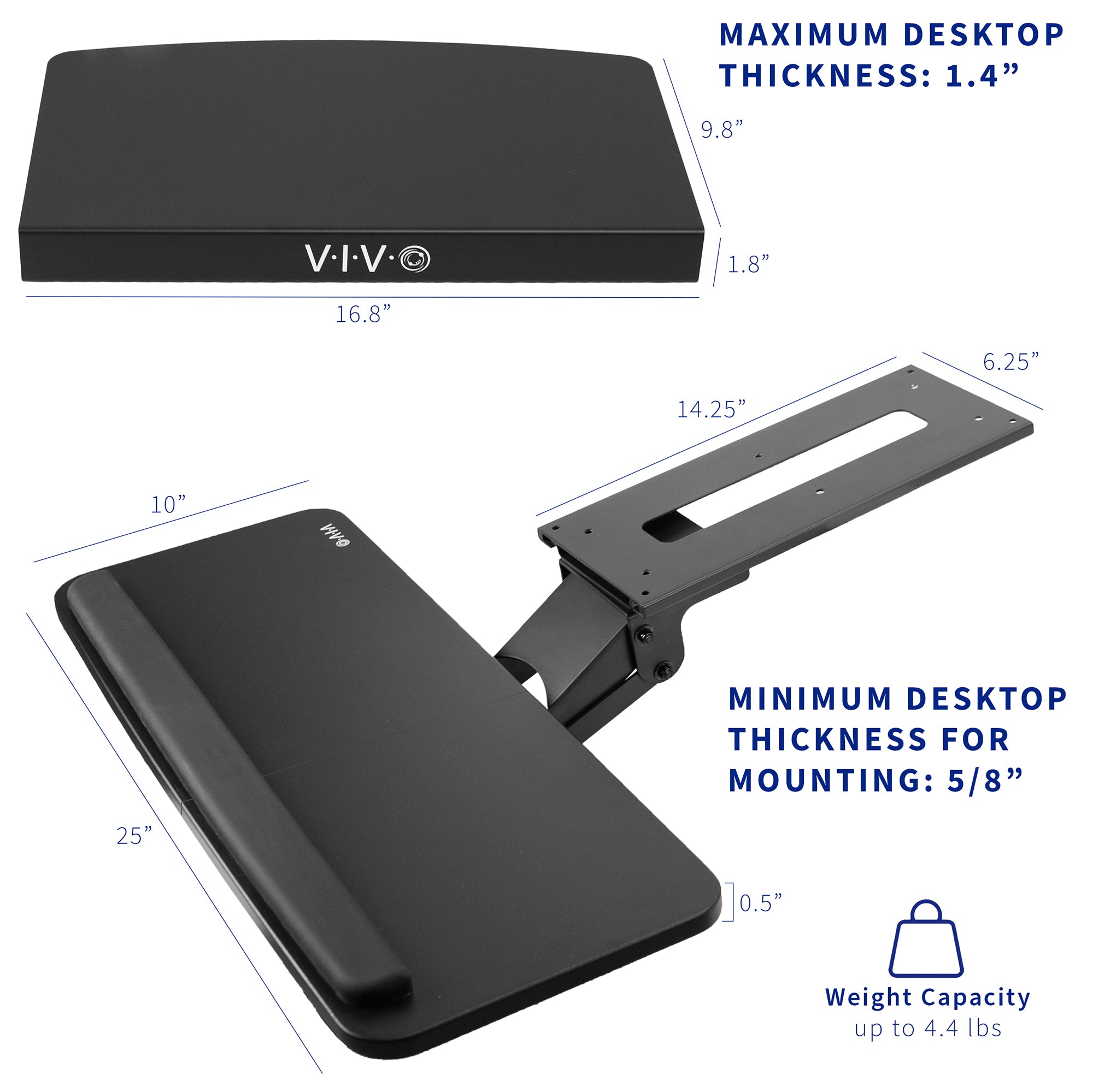 Adjustable Computer Keyboard and Mouse Platform Tray with Corner Connector