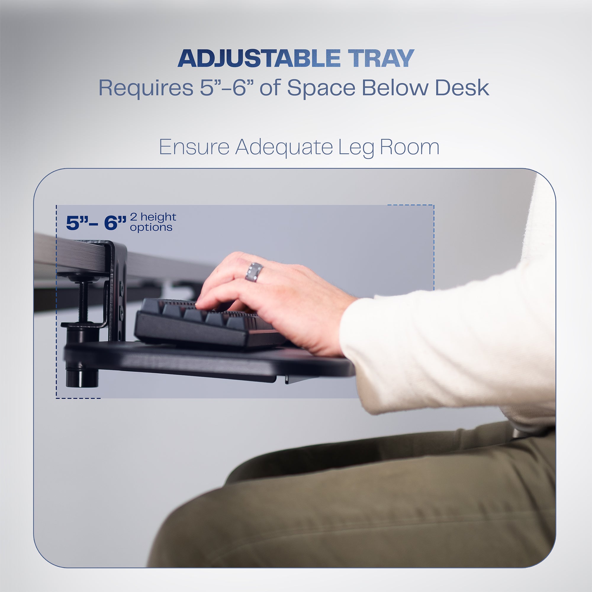 Single Clamp Rotating Keyboard Tray