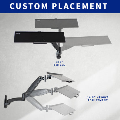 Adjustable wall mount keyboard tray.