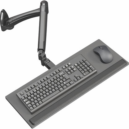 Sturdy steel pneumatic height adjustable keyboard tray wall mount.