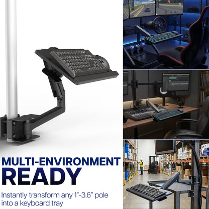 Pneumatic Pole Mounted Keyboard Tray