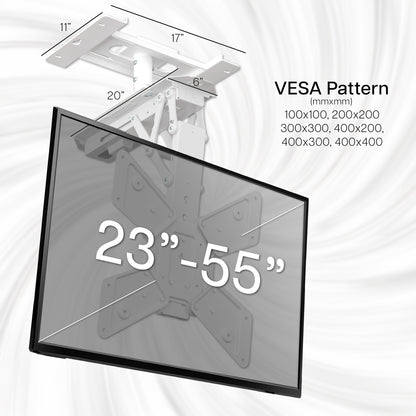 TV mount with VESA pattern and screen size range displayed