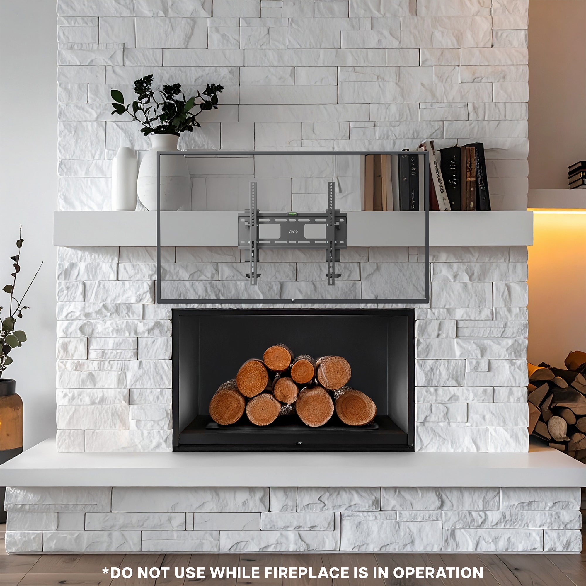 Warning to not use while fireplace is in operation