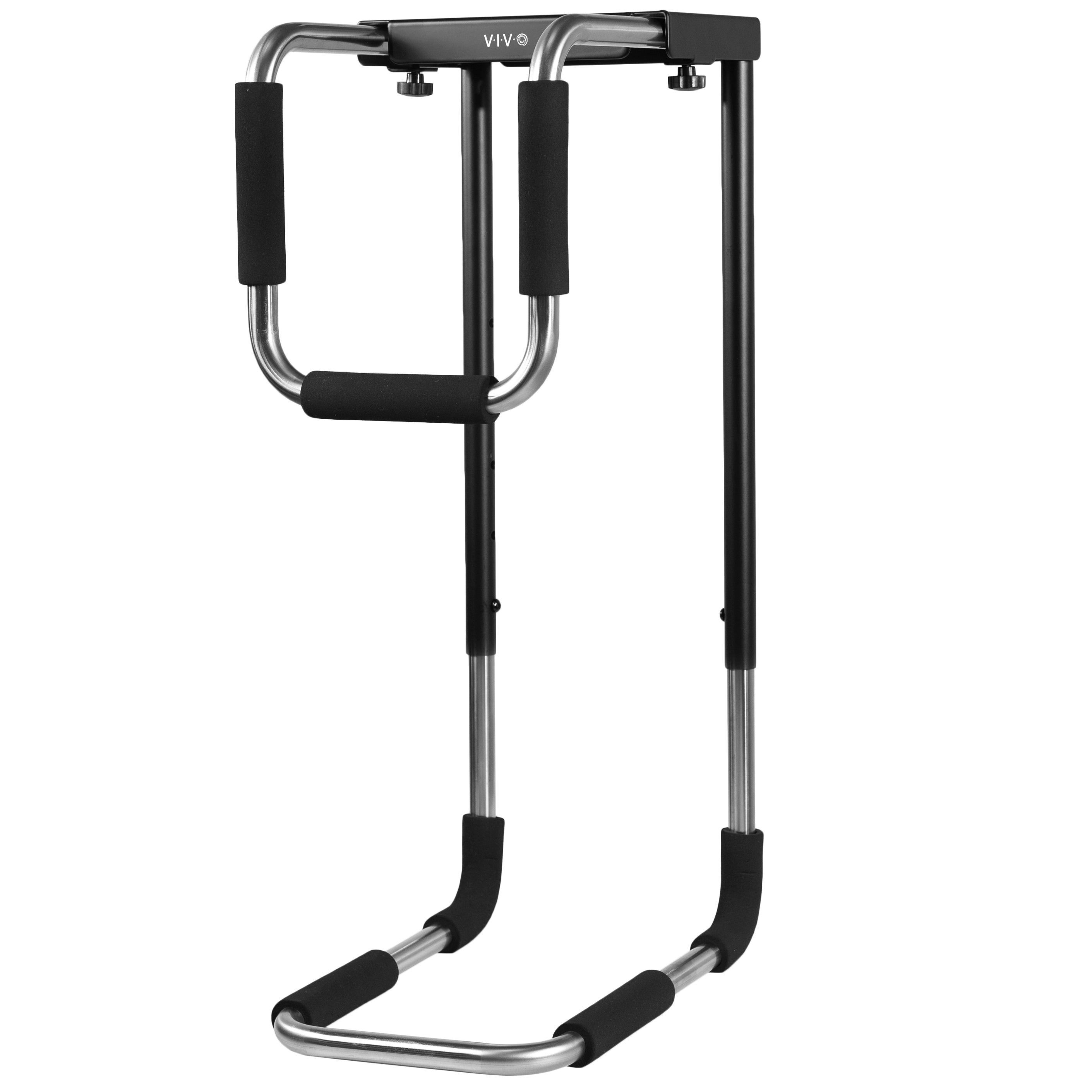 Large heavy-duty height adjustable and width adjustable under desk PC mount.