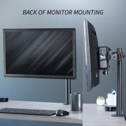 Sturdy steel multi-functional PC mount for under desk, pole, or behind monitor VESA mounting.