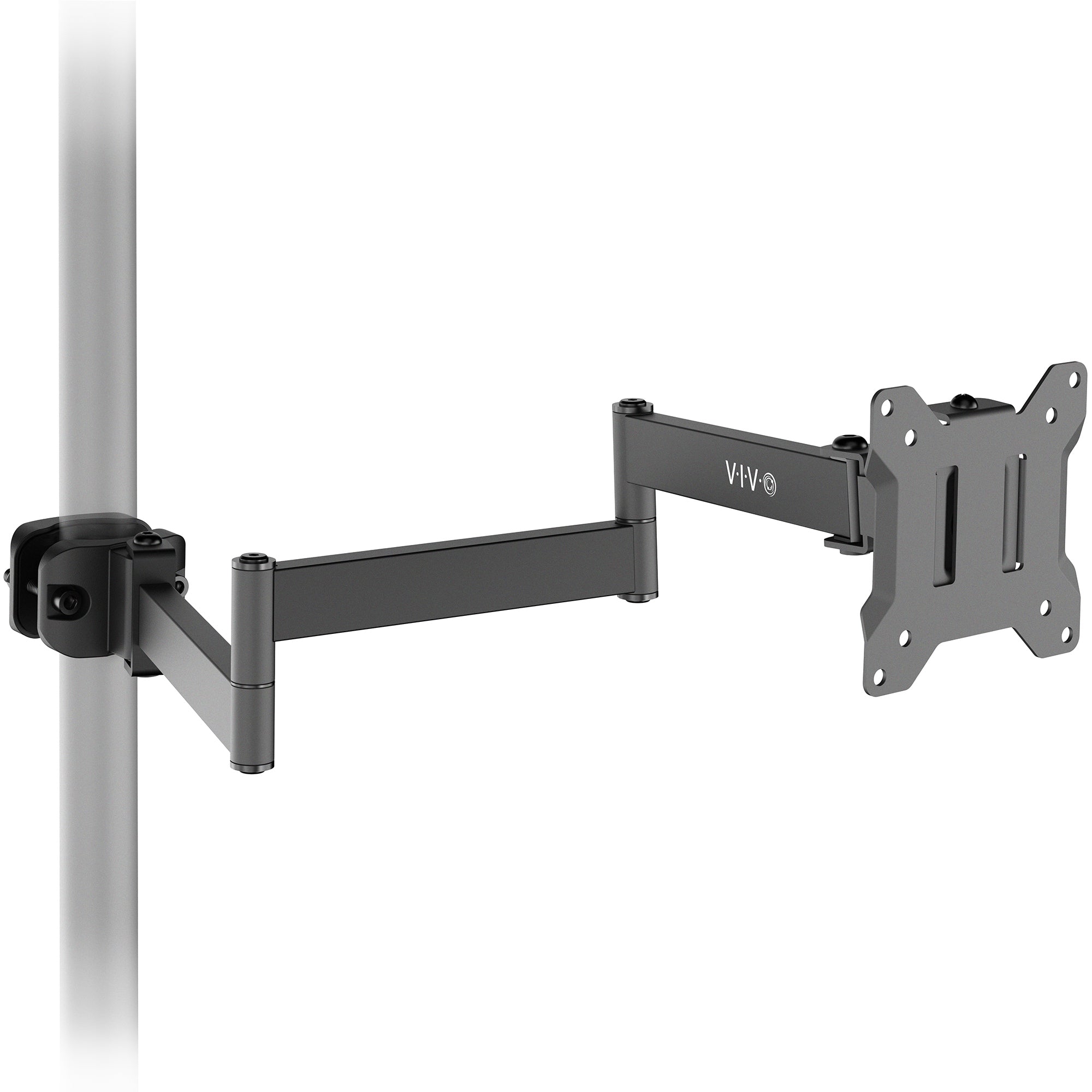 Long arm VESA monitor pole mount with articulating arm for 17-inch to 32-inch screens