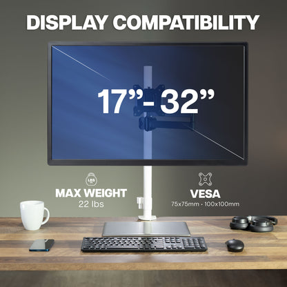 VESA monitor pole mount compatible with 17-inch to 32-inch computer monitors and displays