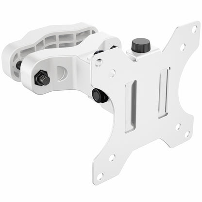 White heavy-duty VESA bracket pole mount shown on a plain white background.