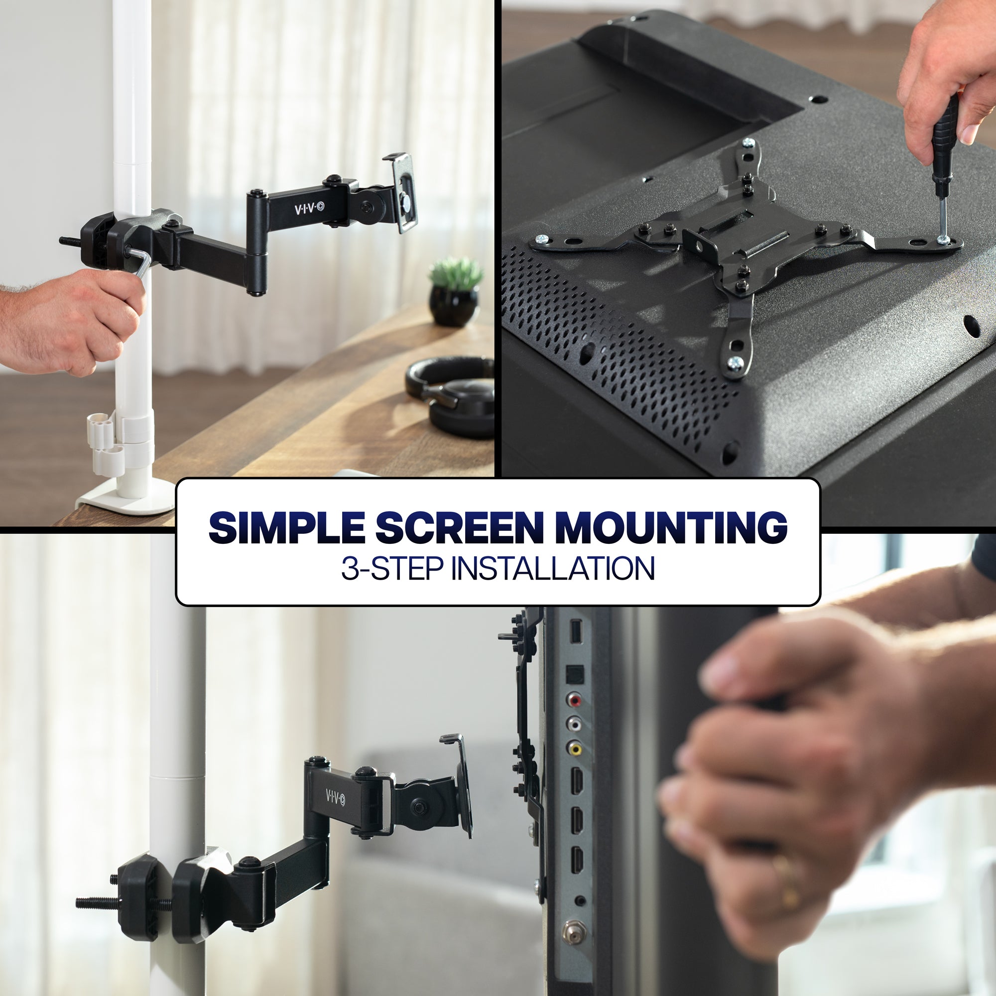 VESA Monitor Arm Pole Mount - 23" to 43" Screens