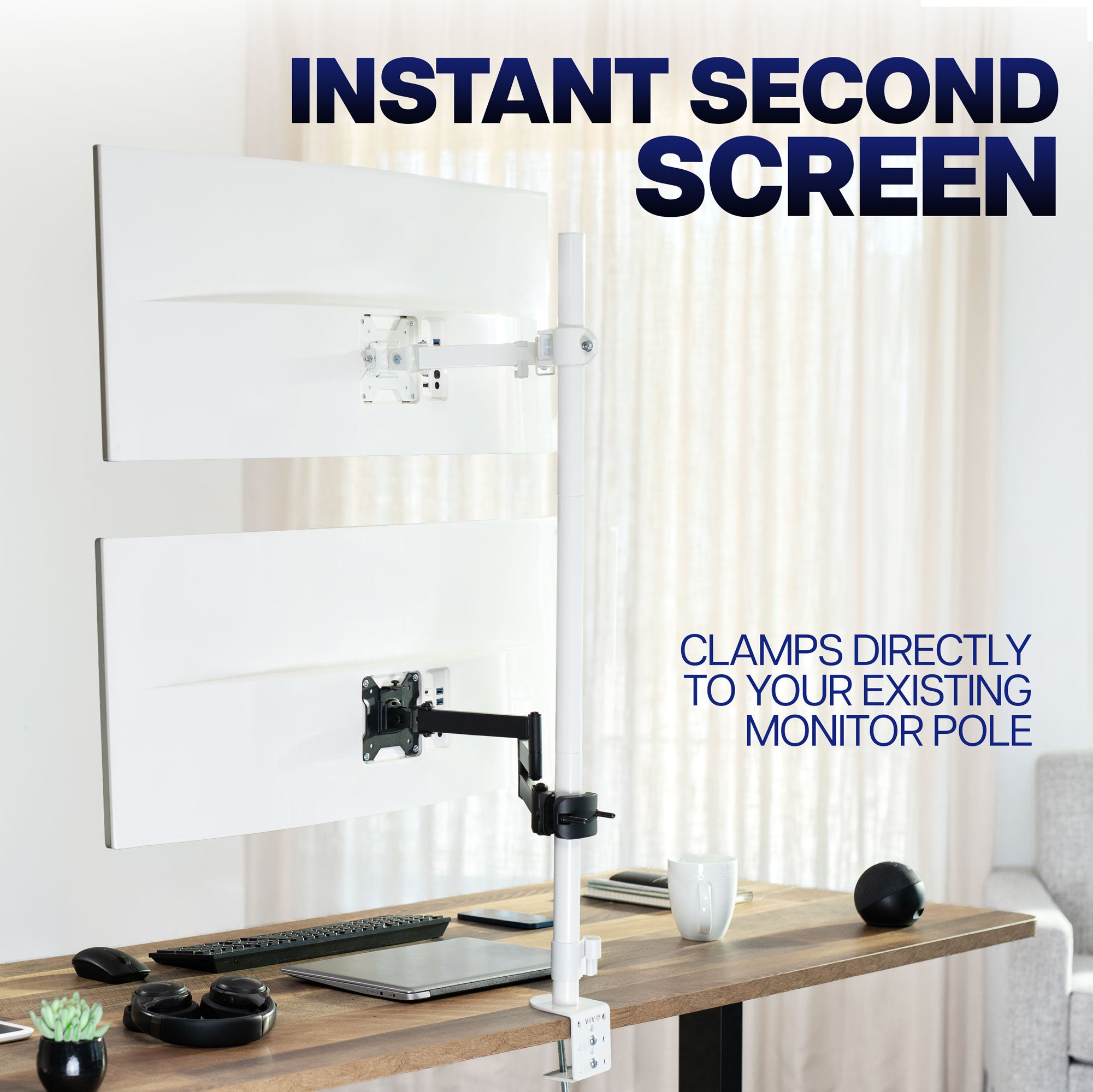 Long Arm VESA Monitor Pole Mount - 23" to 43" Screens