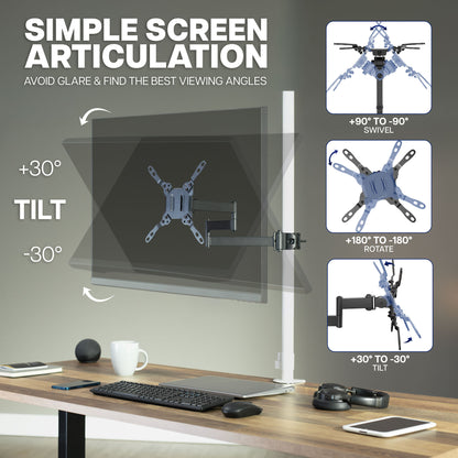 Long Arm VESA Monitor Pole Mount - 23" to 43" Screens