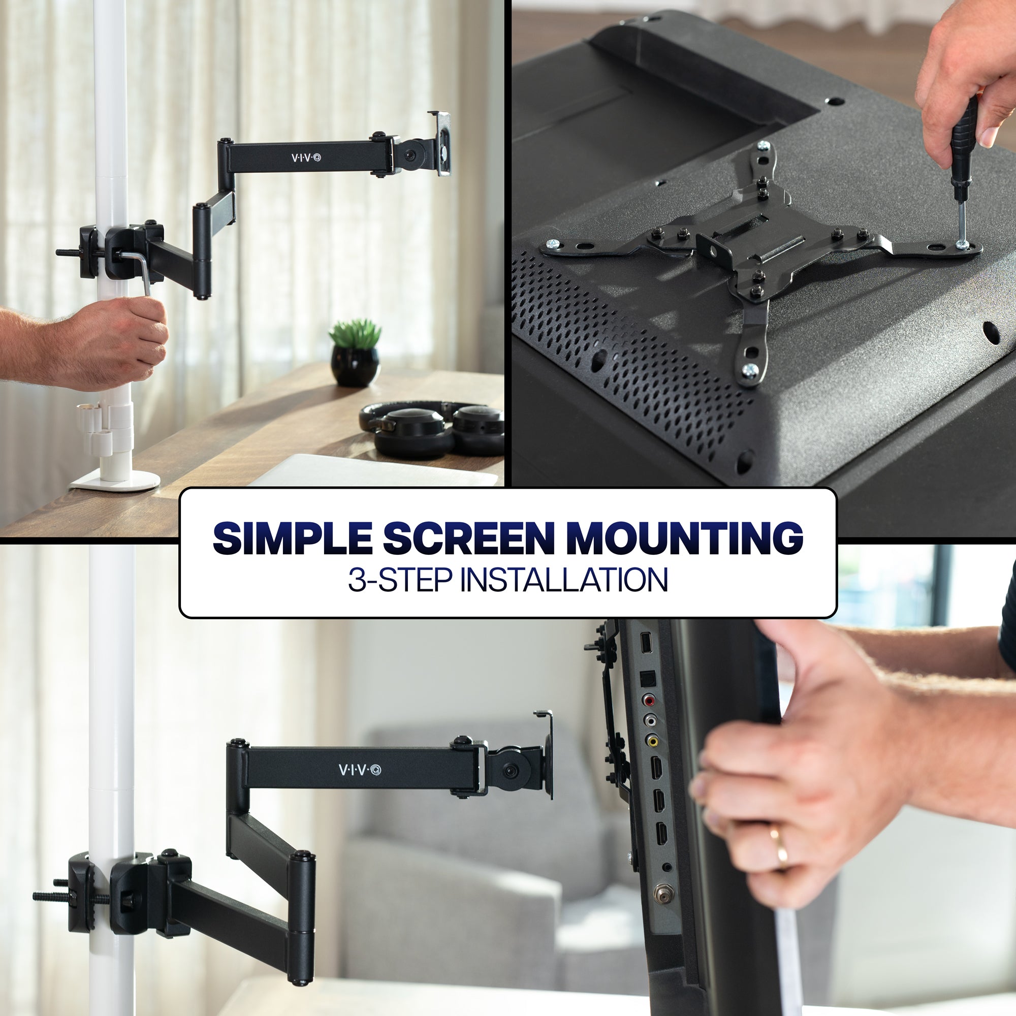 Long Arm VESA Monitor Pole Mount - 23" to 43" Screens