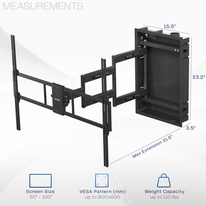 A black large TV wall mount with an adjustable arm.