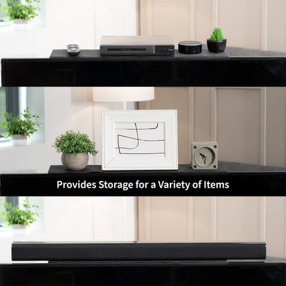 Sturdy top shelf TV mount for devices, remote controllers, speakers, decor, and more.