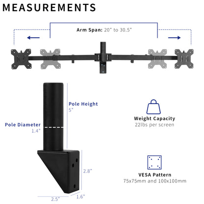 Adjustable telescoping dual monitor wall mount.