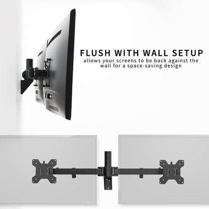 Adjustable telescoping dual monitor wall mount.