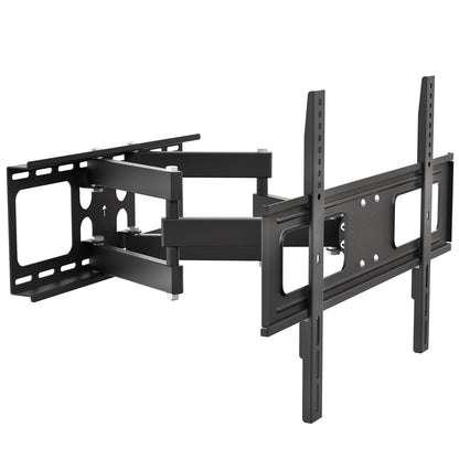 Black full motion TV wall mount with adjustable arms for mounting televisions to the wall.